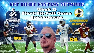 Fantasy Football Week 11 Game by Game Start/Sit Show with *Live* Q&A | GRFN Ep. 221