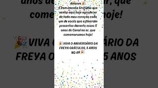 Aniversário de 5 anos do CANAL Freya Oráculos!