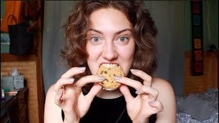 ASMR Eating Chocolate Chip Cream Cookie Sandwiches | Crinkly Plastic (No Talking)