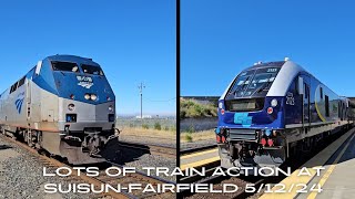 lots of train action @ Suisun-Fairfield amtrak station 5/12/24