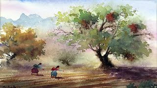 Como Pintar Árbol de MOLLE Ancestral🌳con Acuarela Jornada de Siembra /watercolor painting