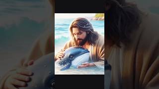 Jesus Christ with the little whale #jesus #christ #whale