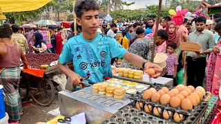 Egg Cake Master! Popular Korean Street Food Egg Bread Making | Bangladeshi Street Food Recipe |