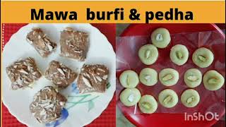 Mawa burfi & Pedha l Ganesh chaturthi prasad l मावा बर्फी और‌ पेढा की विधी। How to make barfi & peda