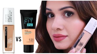 MAYBELLINE FOUNDATION REVIEW|SUPERSTAY vs FIT ME foundation