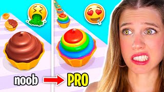 EL MEJOR CUPCAKE DEL MUNDO en SIMULADOR DIFÍCIL 🧁 NOOB vs PRO vs HACKER en Cupcake Runner!!