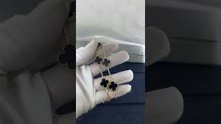 Custom Made Van Cleef Arpels Vintage Alhambra Bracelet 18K Yellow Gold Onyx Stone For Women