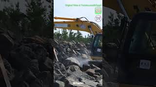 Excavator Placing Large Rock For Breakwater Construction #shorts #excavator #alatberat #construction