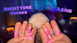 Asmr Long Nail Tapping & Camera Tapping with Nighttime Sounds for Sleep🦉🌚 (no talking)