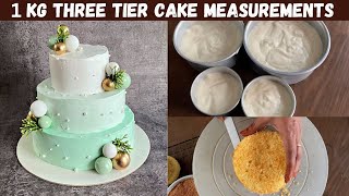 Tin sizes for 1 kg three tier cake | perfect measurements | தமிழ்