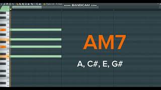 Аккорды «AM7» на piano roll