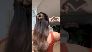 Braid to flower bun half-up hairstyle (Day 2) #halfuphalfdown #hairstyles #cutehairstyle