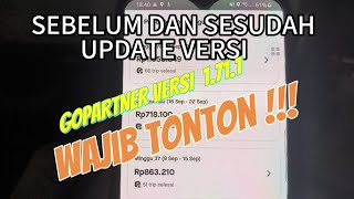 Gopartner versi 1.71.1 - Sebelum dan sesudah naik Versi