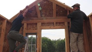 WOW!  33' Off The Ground...Both Gable End Trusses Are Built And Installed On Bert's Lookout.