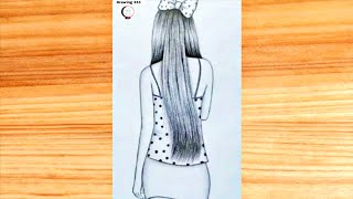 How to draw girl //🤫 Pencil drawings girl in circle easy // simple circle drawing