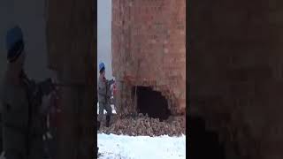 One Man Vs Chimney #shorts #demolition #closecall