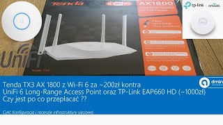 Tenda TX3 z Wi-Fi6 za 200zł kontra UniFi 6 LR/TP-Link EAP660 HD (~1000zł) Czy jest po co przepłacać?