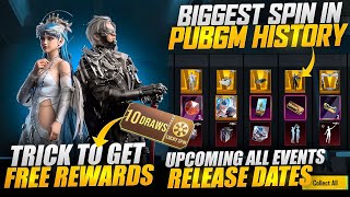 OMG 😱 Get Free Rewards | Biggest Spin Of Pubgm History | All Upcoming Events Release Dates | Pubgm