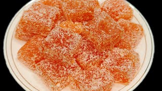 Orange Turkish Delight | Orange Jelly | Orange Jelly Dessert | Orange Burfi | Turkish Delight |