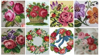 Floral cross stitch Hand embroidery  thick cotton / Beautifull Hand cross stitch