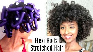 Flexi Rod Set on Stretched Natural Hair | Flaxseed Gel and Foaming Mousse