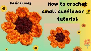 Easiest crochet flower tutorial - mini sunflower 🌻 | quick project for beginners 💝 #crochet #flower