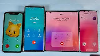 Incoming Call IPhone XR + LG Wing + Samsung Galaxy Fold 5 + Samsung Galaxy S20 Plus