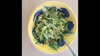 Raw zucchini fettuccine with pesto sauce