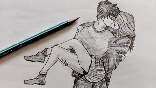 Girl Boy love 💕 Drawing #shorts || lovely couple art #shorts