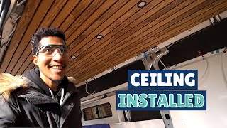 Installing Beautiful Stained Ceiling | DIY Van Build