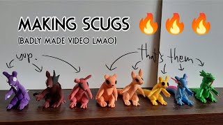 making slugcats out of clay (rain world) (grandparents house challenge)