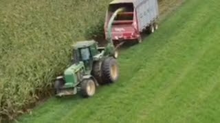 Chopping corn and hauling silage wagons back to the Ag-bagger.