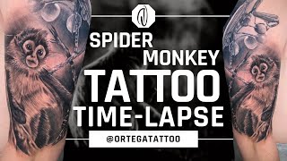 TATTOO TIME-LAPSE #078 | BLACK AND GREY WASH SPIDER MONKEY