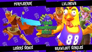 UCS Brawlout - Purplekrok (Drifter) vs LVL1Newb (Natu'ra, Chief Feathers, King Apu) - Losers Semis