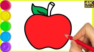 How to draw an Apple drawing || Apple drawing step by step || Colouring apple drawing for beginners.