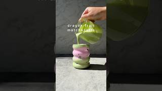 dragonfruit matcha latte with cold foam #matcha #matchalatte #dragonfruit #icedmatcha #latte #fruit