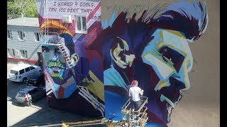 Lionel Messi mural painted alongside Cristiano Ronaldo in Kazan