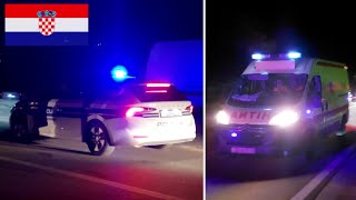 Two Police Cars and Ambulance at the Scene of the Traffic Accident | Croatia