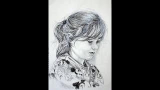 Portrait drawing, A3, pencils, charcoal, white chalk on paper