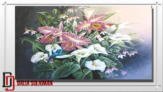 Acrylic_flowers_Painting#shorts# لوحه الوان اكريليك تابلوه الزهور