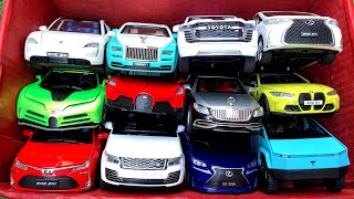 Box Full of Car Toys /Porsche Taycan, BMW M4, Tesla Cybertruck, Rolls-Royce Wraith, Lexus Nx200t