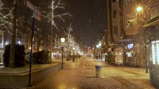 #Футаж снег в вечернем городе ◄4K•HD► #Footage snow in the evening city