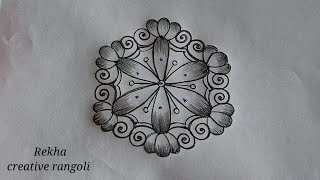 traditional rangoli designs (5*3) | latest pulli kolangal | easy rangoli @rekhacreativerangoli