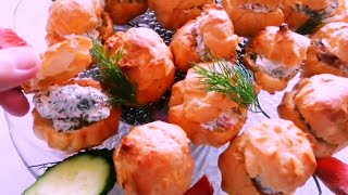 ЗАКУСОЧНЫЕ ПРОФИТРОЛИ с китой и творожным сыром.