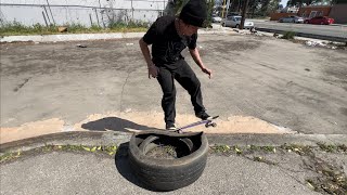 SKATING A TIRE GONE RIGHT!?!?