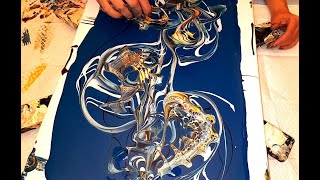 Fluid Art Hide and Reveal Spun Out Swipe - Biggest yet! Popping colors with a Blue 'faux pillow'