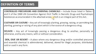 CU13 Philippine Drug Laws & CU14 Offenses and Penalties Prescribed in Dangerous Drugs Law (CRDI332)