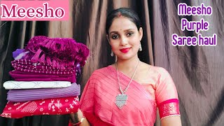 #vlog46 Meesho Purple 💜 Sarees Haul Under/400 Meesho Trending Summer Saree haul 🫶 meesho saree haul