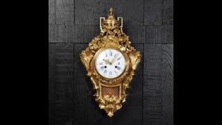 Antique French Louis XVI Gilt Bronze Cartel Wall Clock 2620