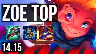 ZOE vs UDYR (TOP) | 8 solo kills, 1300+ games, 12/2/4 | EUW Master | 14.15